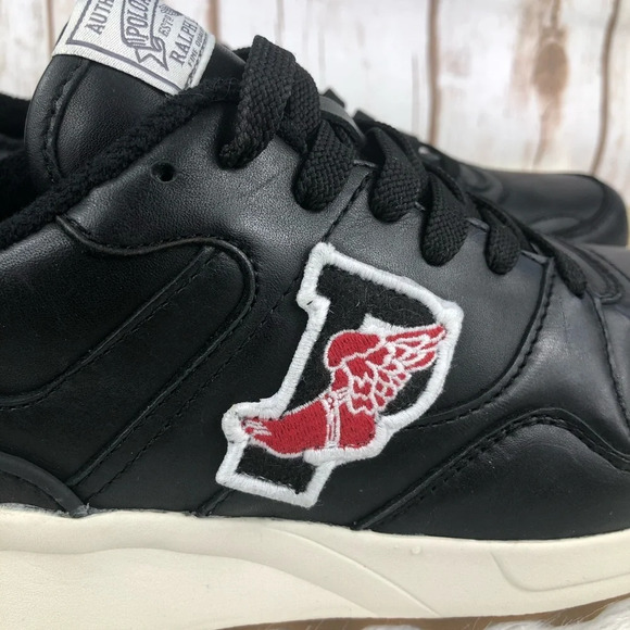 New Polo Ralph Lauren Trackster 100 Leather Sneakers - Picture 4 of 12